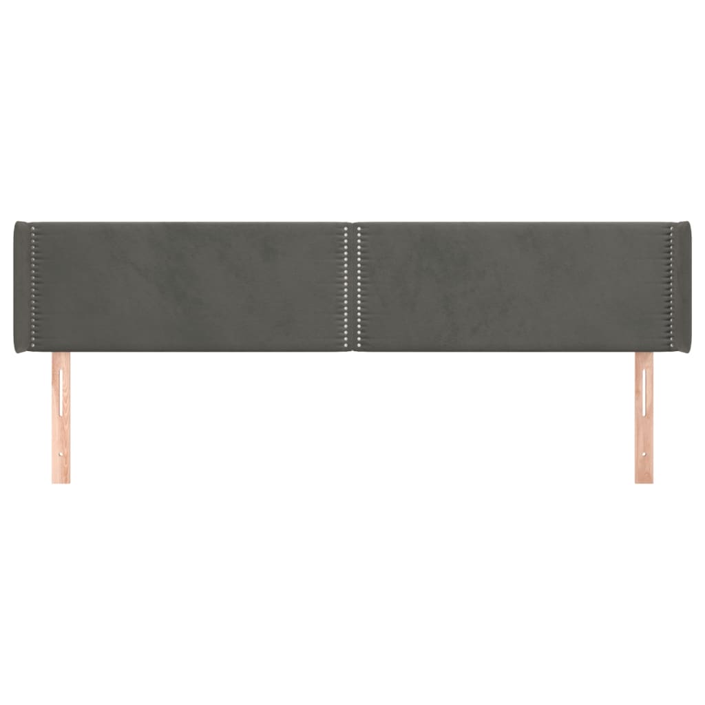 Uzglavlje s ušima tamnosivo 203x16x78/88 cm baršunasto