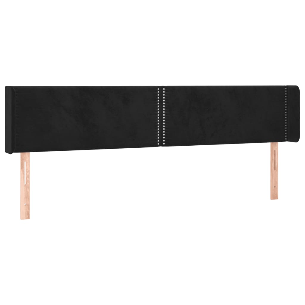 Uzglavlje s ušima crno 203x16x78/88 cm baršunasto