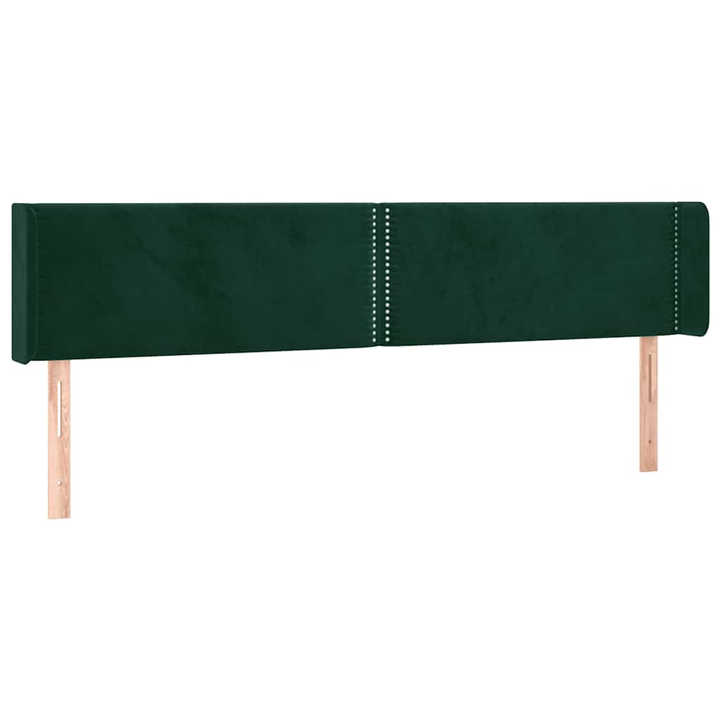 Uzglavlje s ušima tamnozeleno 203x16x78/88 cm baršunasto