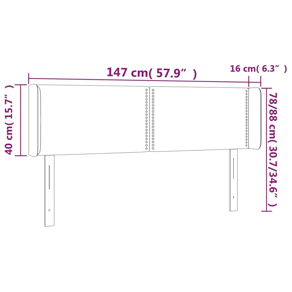 Uzglavlje s ušima sivo 147x16x78/88 cm od umjetne kože