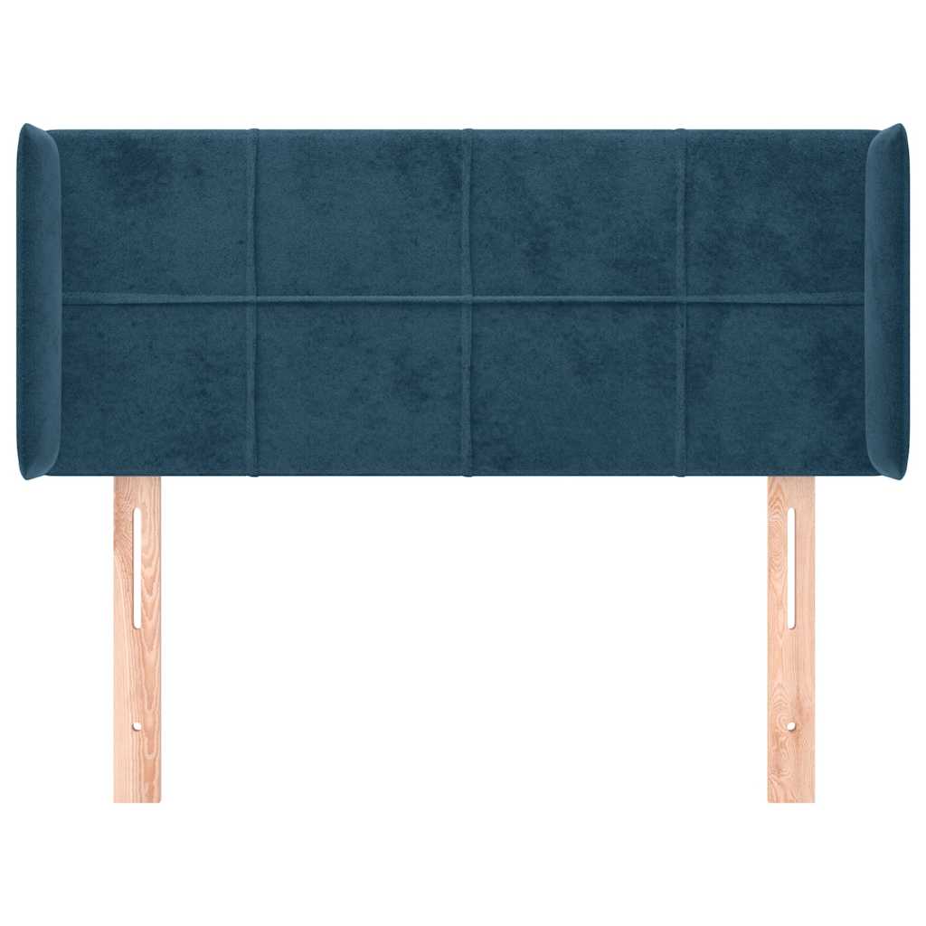 Uzglavlje s ušima tamnoplavo 93x16x78/88 cm baršunasto