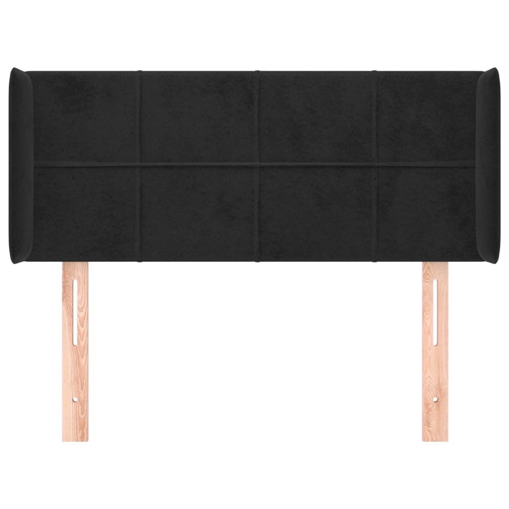 Uzglavlje s ušima crno 103x16x78/88 cm baršunasto