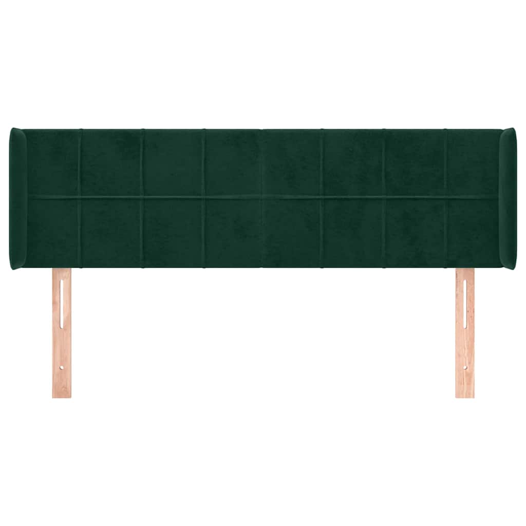 Uzglavlje s ušima tamnozeleno 147x16x78/88 cm baršunasto