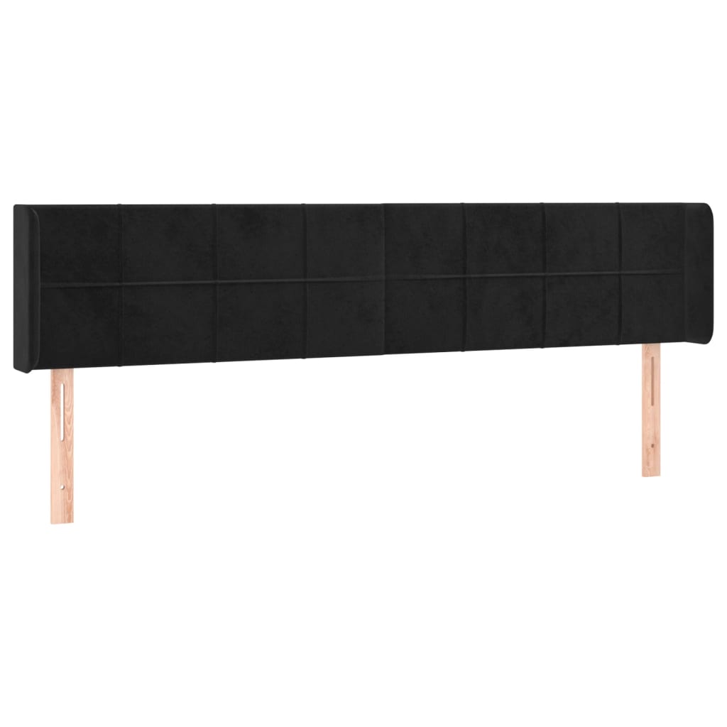 Uzglavlje s ušima crno 183x16x78/88 cm baršunasto