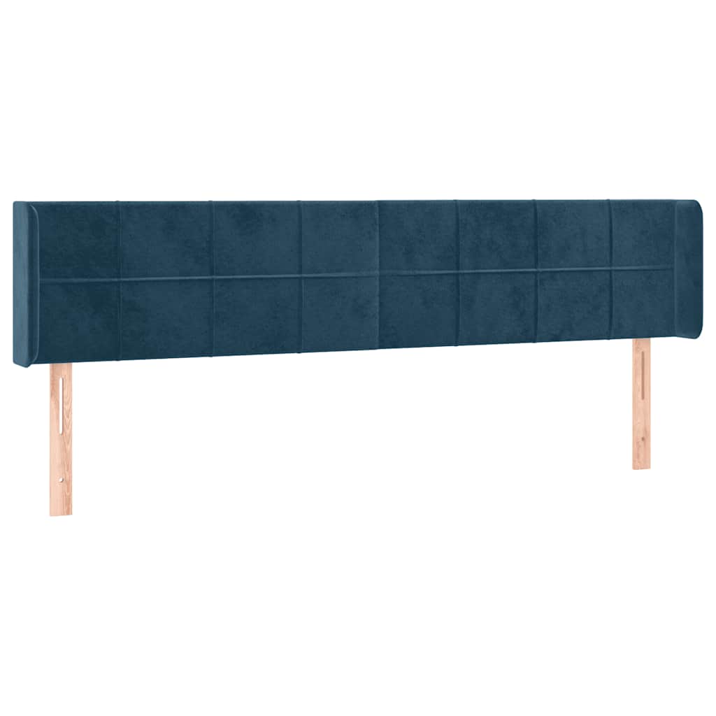 Uzglavlje s ušima tamnoplavo 203x16x78/88 cm baršunasto