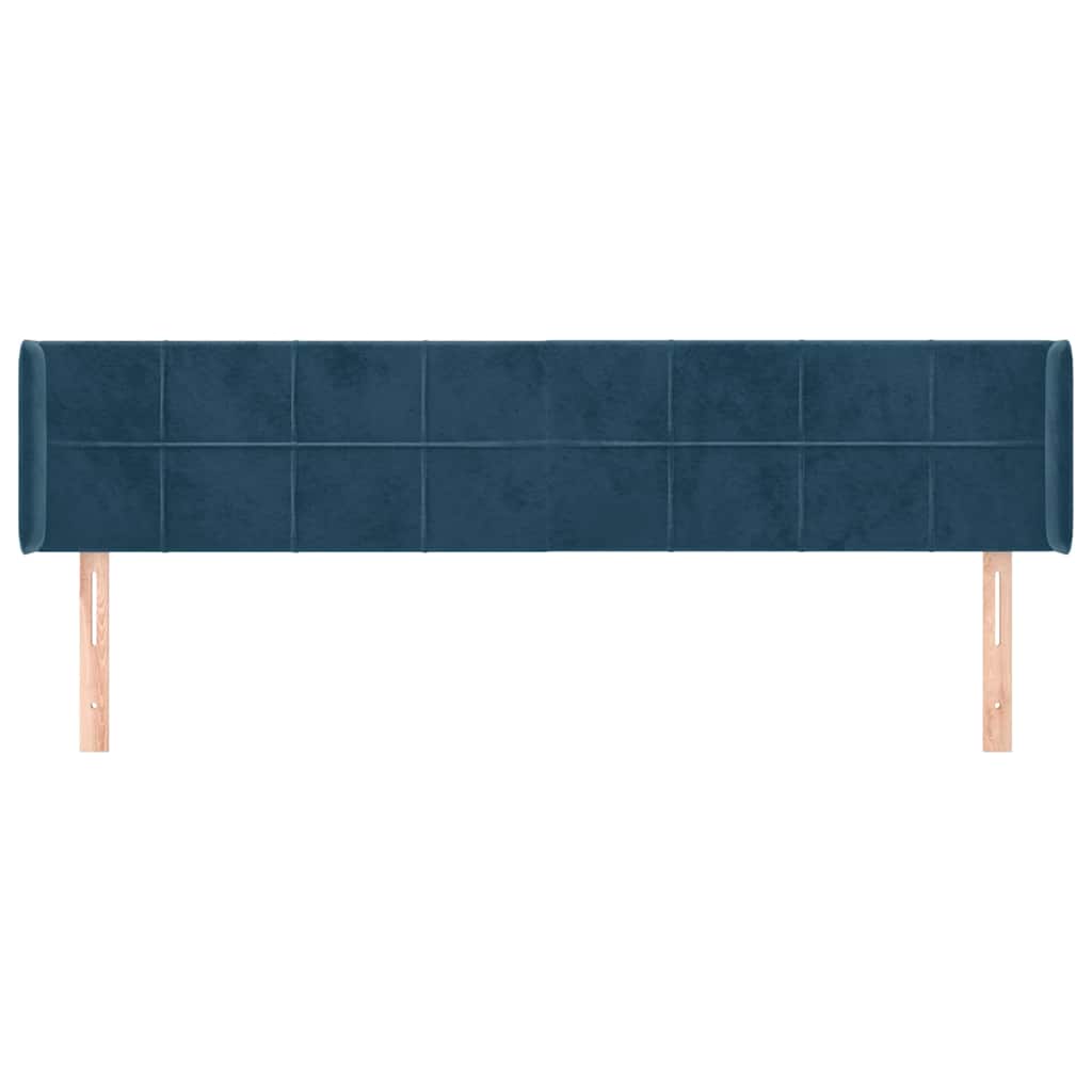 Uzglavlje s ušima tamnoplavo 203x16x78/88 cm baršunasto