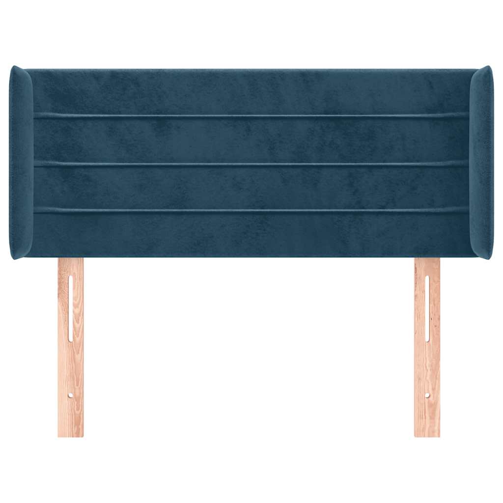 Uzglavlje s ušima tamnoplavo 93x16x78/88 cm baršunasto