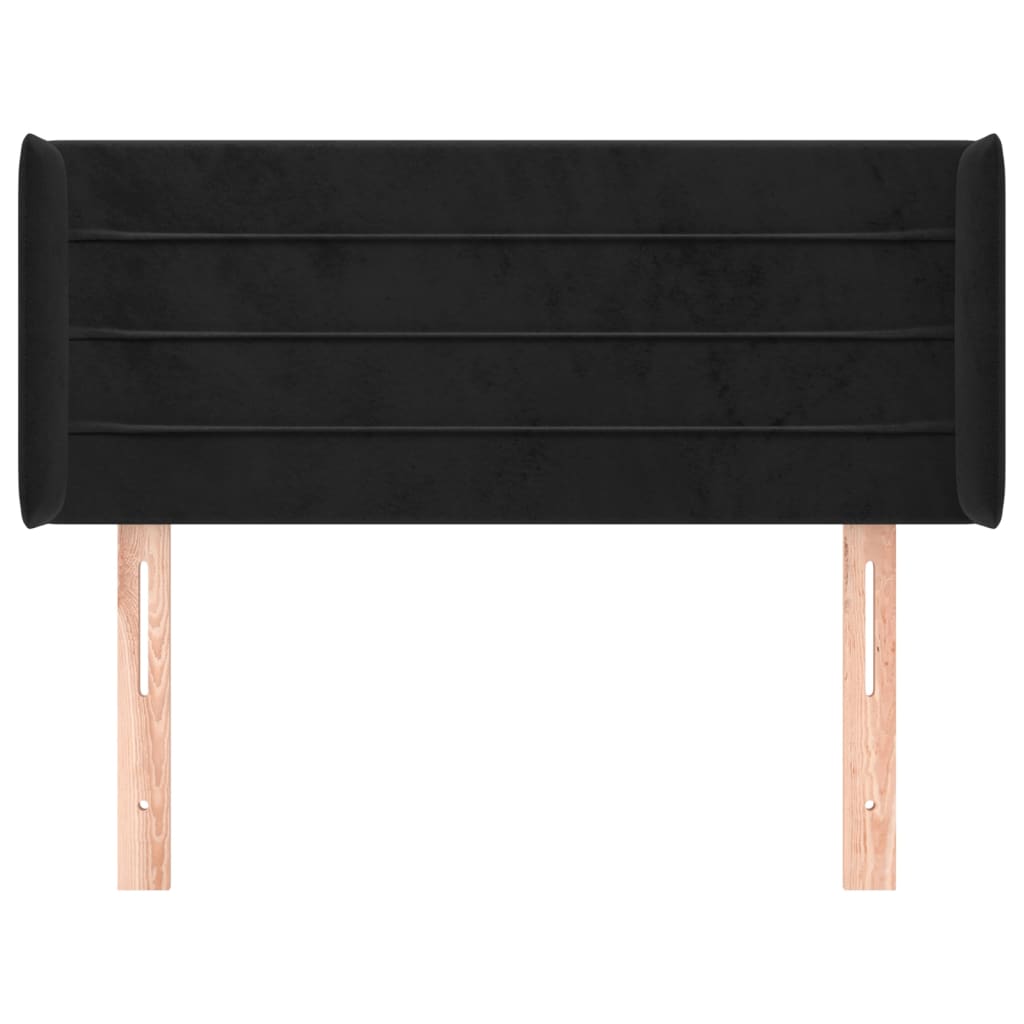 Uzglavlje s ušima crno 103x16x78/88 cm baršunasto