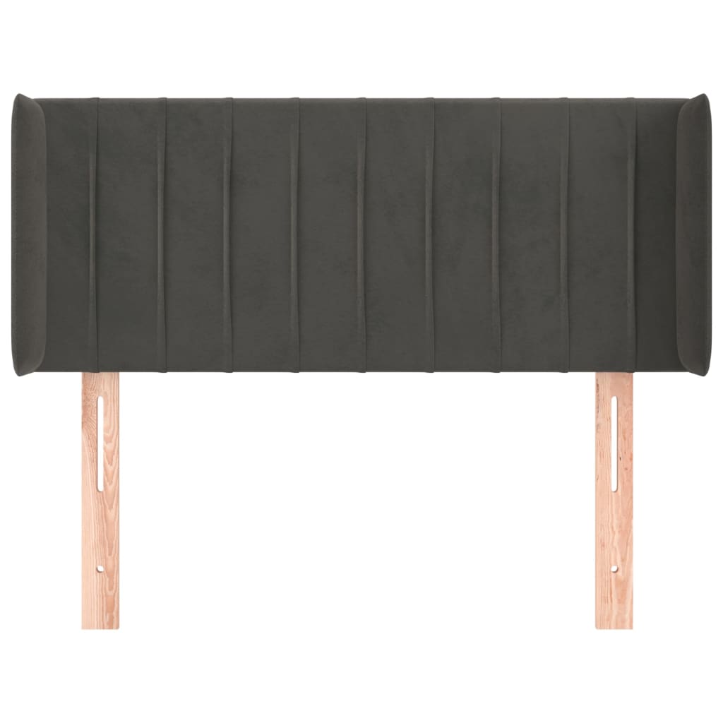 Uzglavlje s ušima tamnosivo 83x16x78/88 cm baršunasto