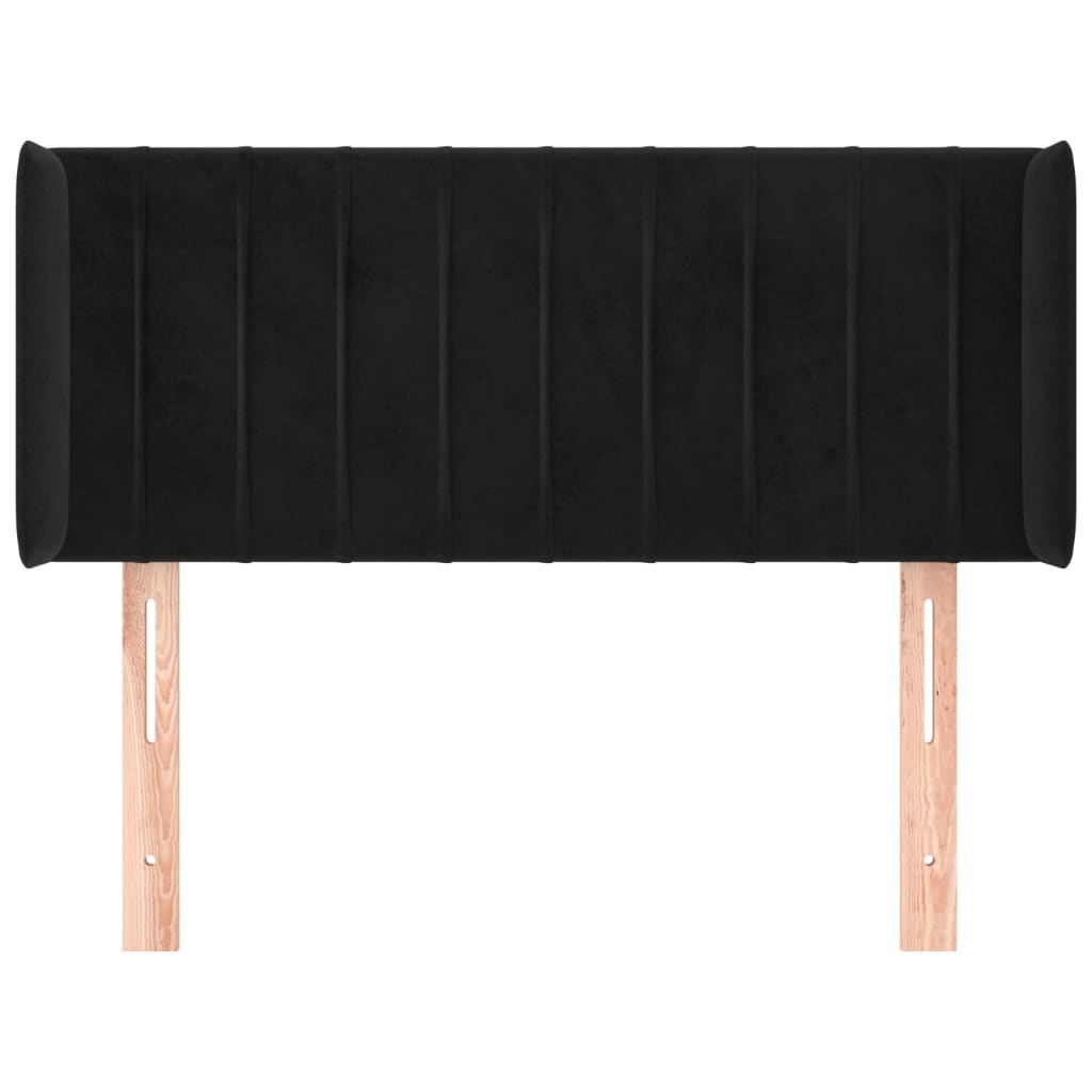 Uzglavlje s ušima crno 83x16x78/88 cm baršunasto