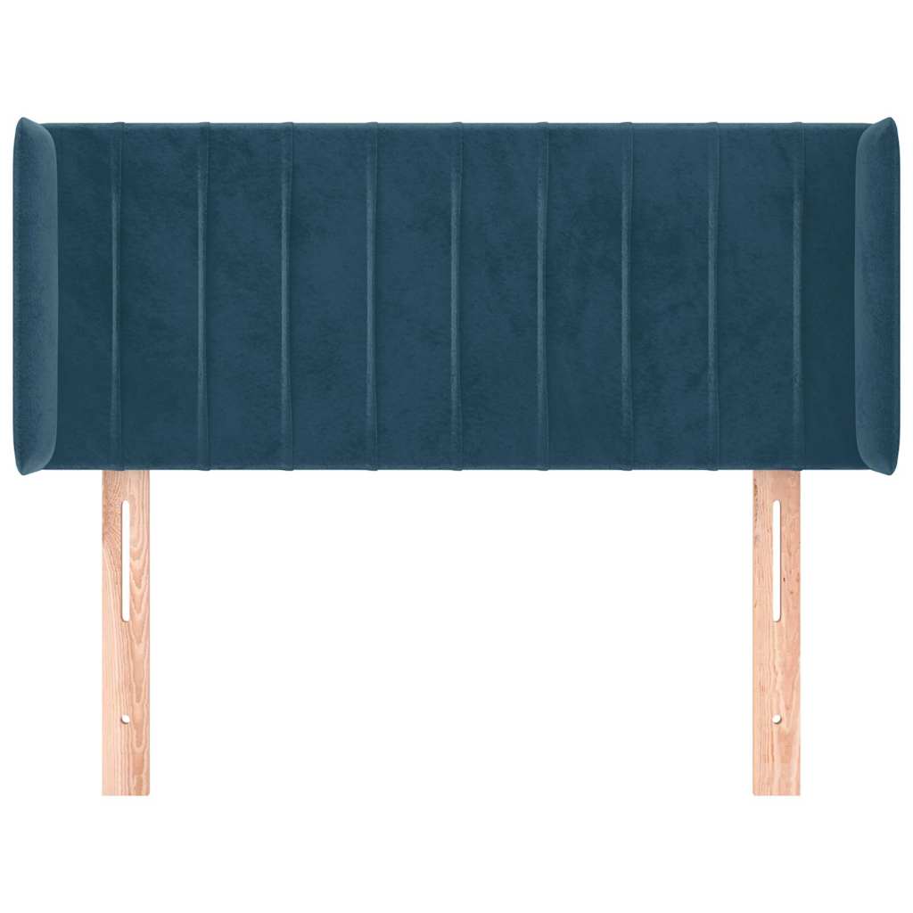 Uzglavlje s ušima tamnoplavo 103x16x78/88 cm baršunasto