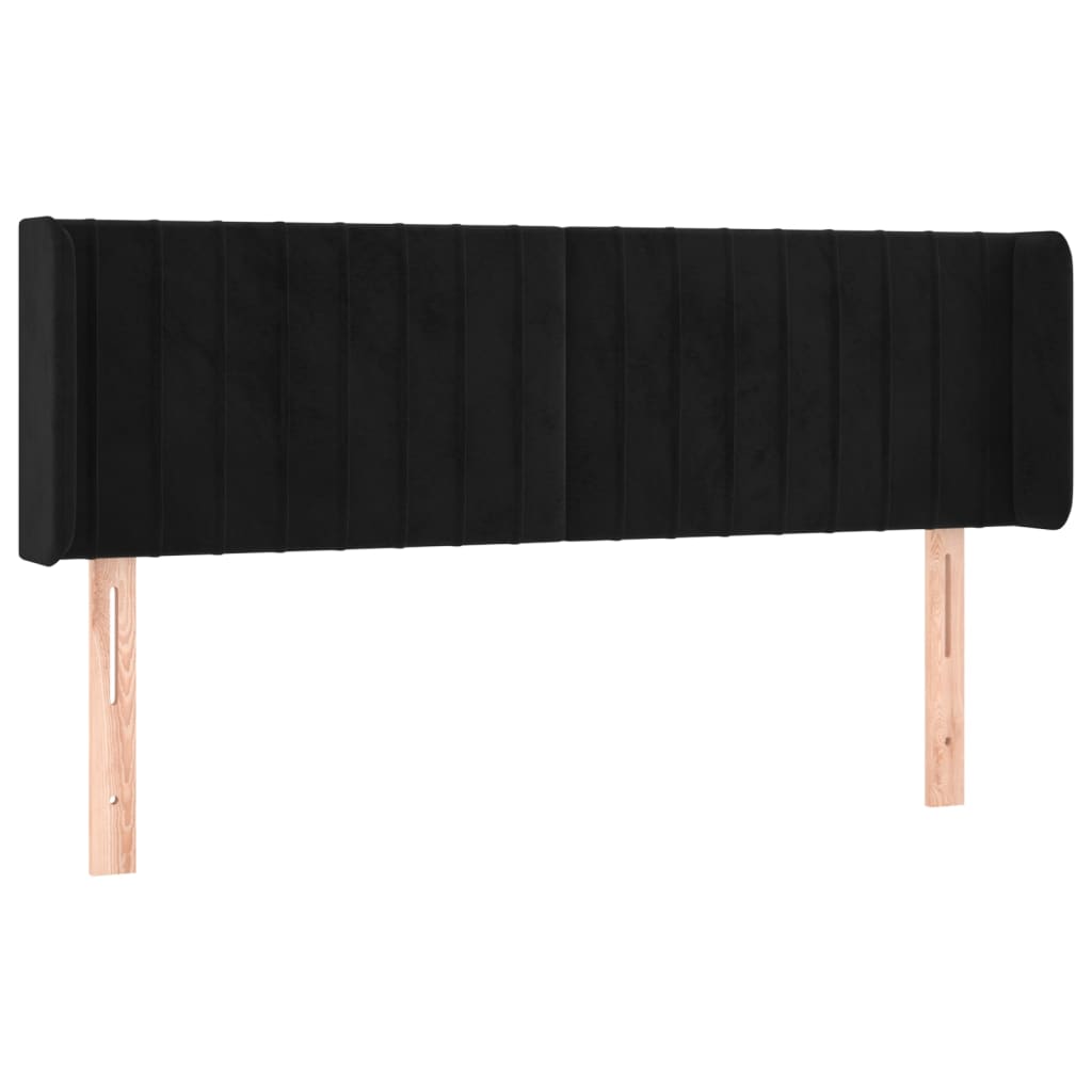 Uzglavlje s ušima crno 147x16x78/88 cm baršunasto