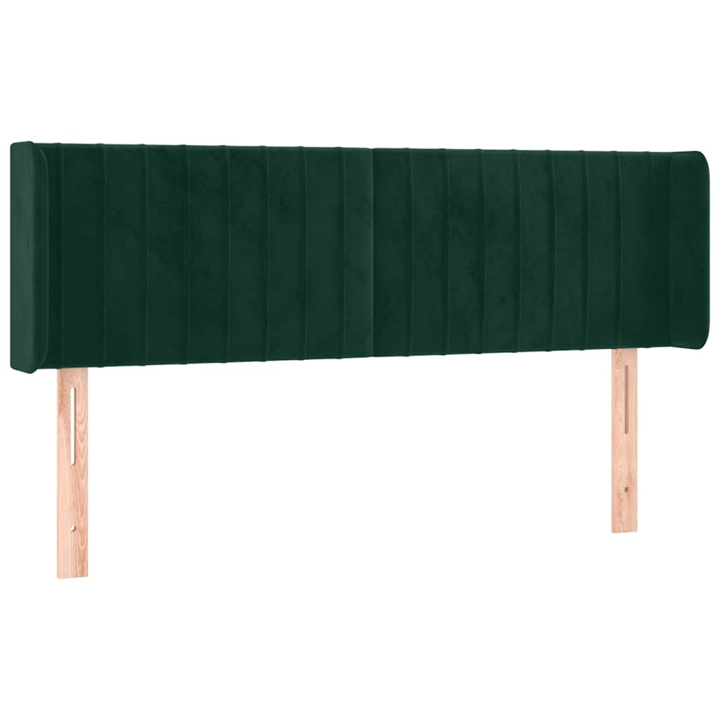 Uzglavlje s ušima tamnozeleno 147x16x78/88 cm baršunasto
