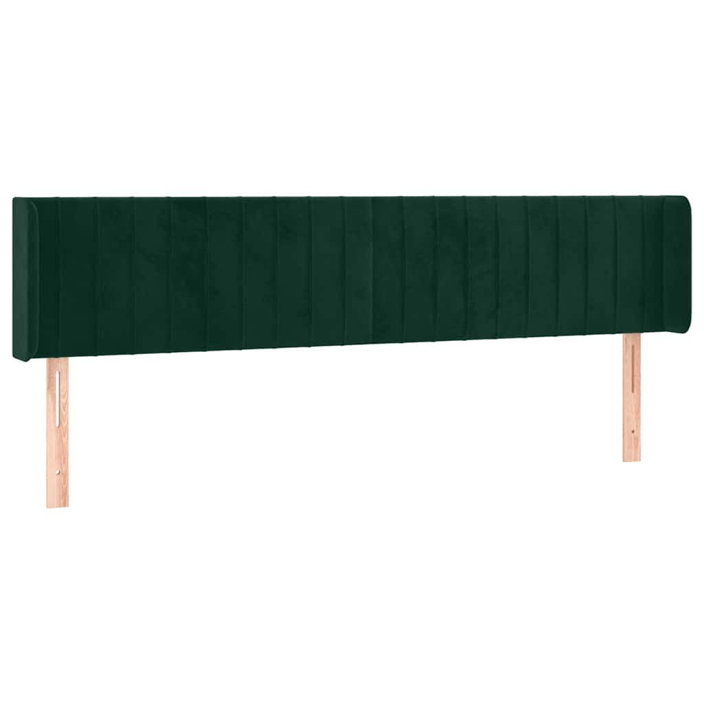 Uzglavlje s ušima tamnozeleno 163x16x78/88 cm baršunasto