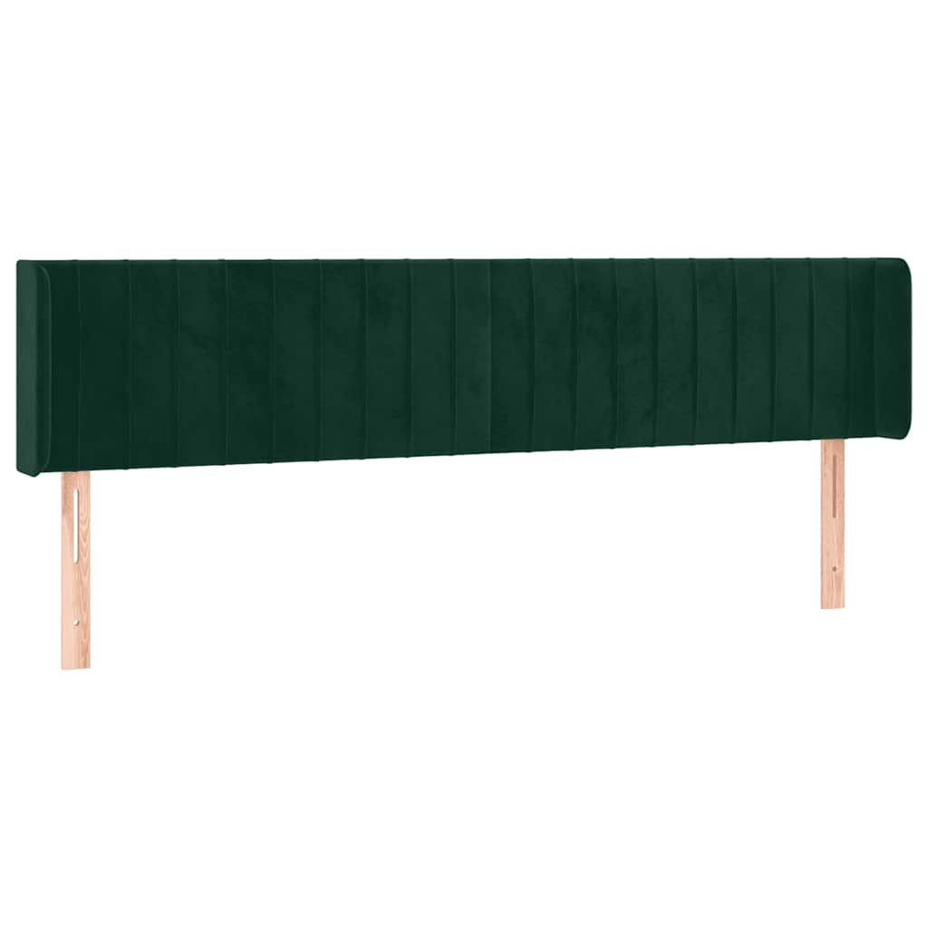 Uzglavlje s ušima tamnozeleno 183x16x78/88 cm baršunasto