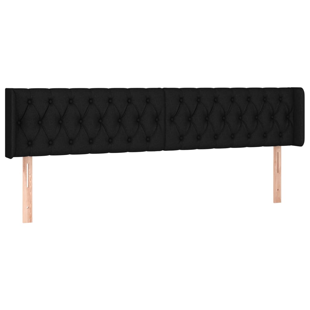 Uzglavlje s ušima crno 203x16x78/88 cm od tkanine