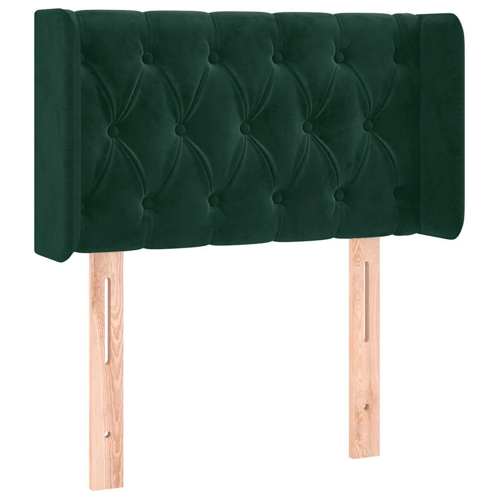 Uzglavlje s ušima tamnozeleno 83x16x78/88 cm baršunasto