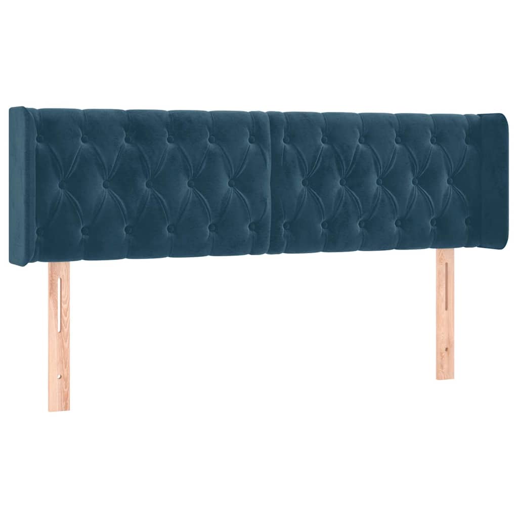 Uzglavlje s ušima tamnoplavo 147x16x78/88 cm baršunasto