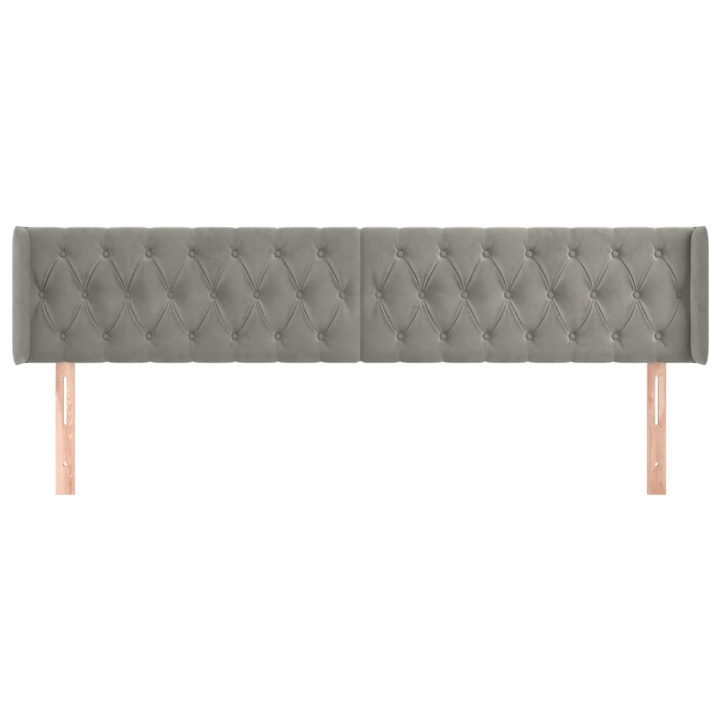 Uzglavlje s ušima svjetlosivo 203x16x78/88 cm baršunasto