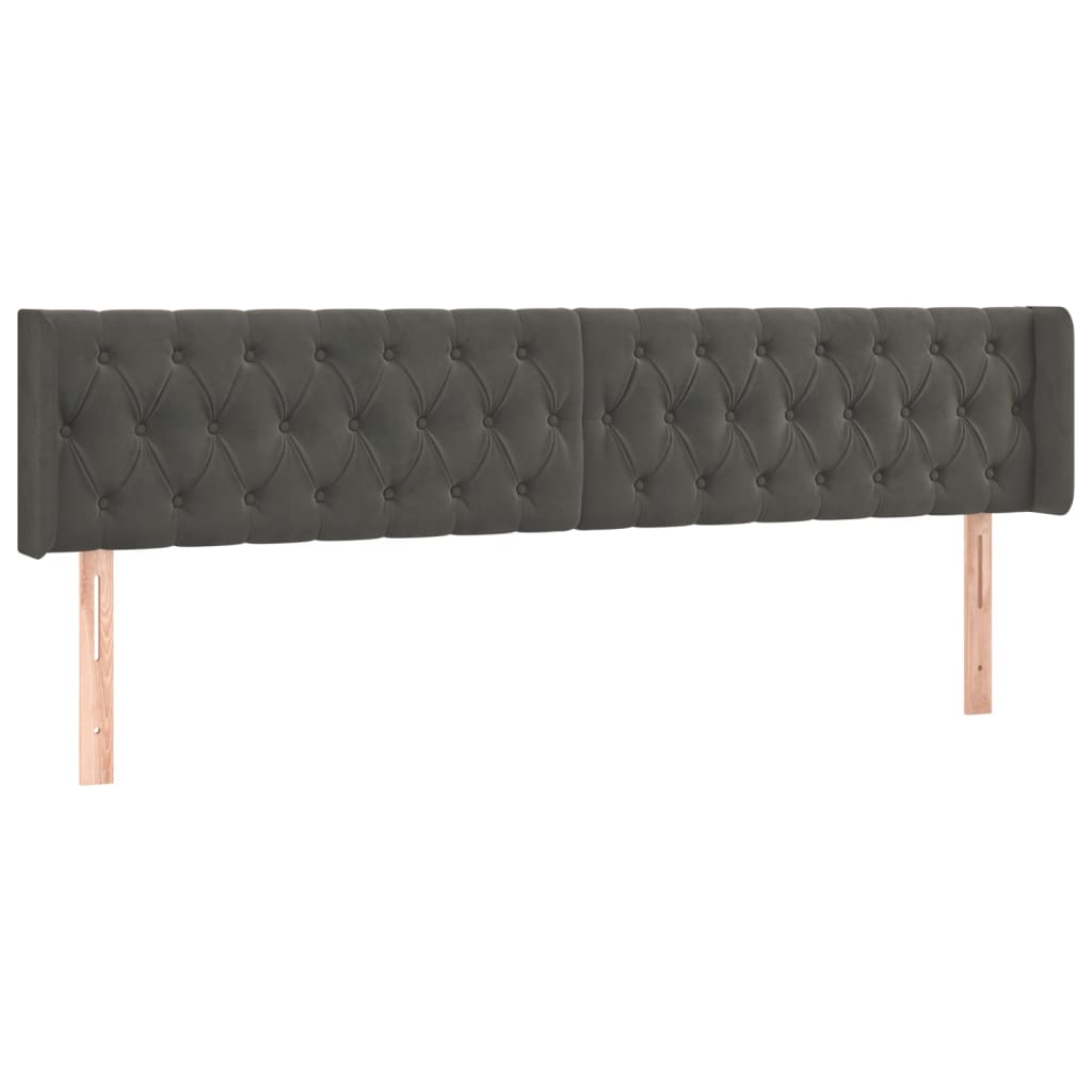 Uzglavlje s ušima tamnosivo 203x16x78/88 cm baršunasto