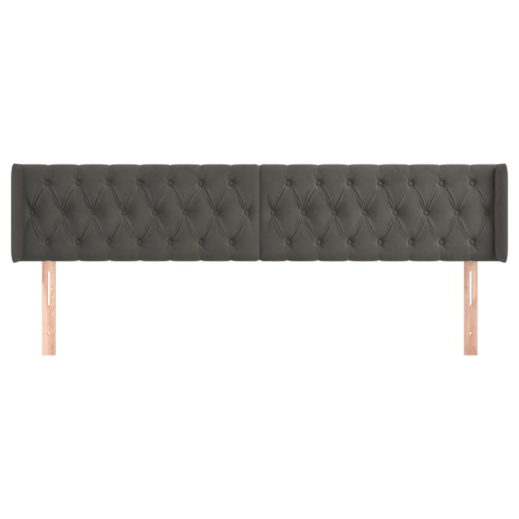 Uzglavlje s ušima tamnosivo 203x16x78/88 cm baršunasto