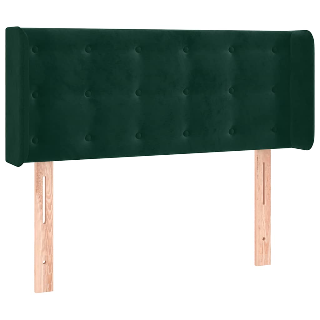 Uzglavlje s ušima tamnozeleno 83x16x78/88 cm baršunasto