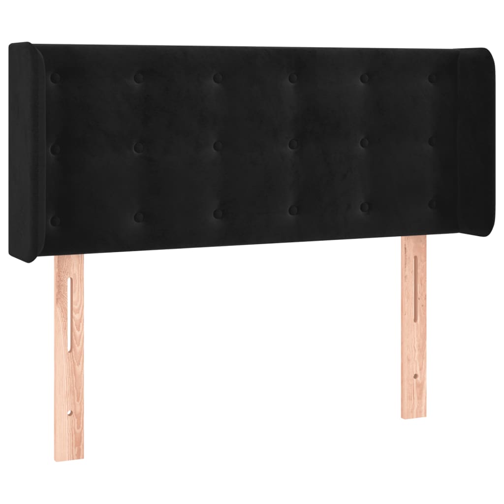 Uzglavlje s ušima crno 93x16x78/88 cm baršunasto