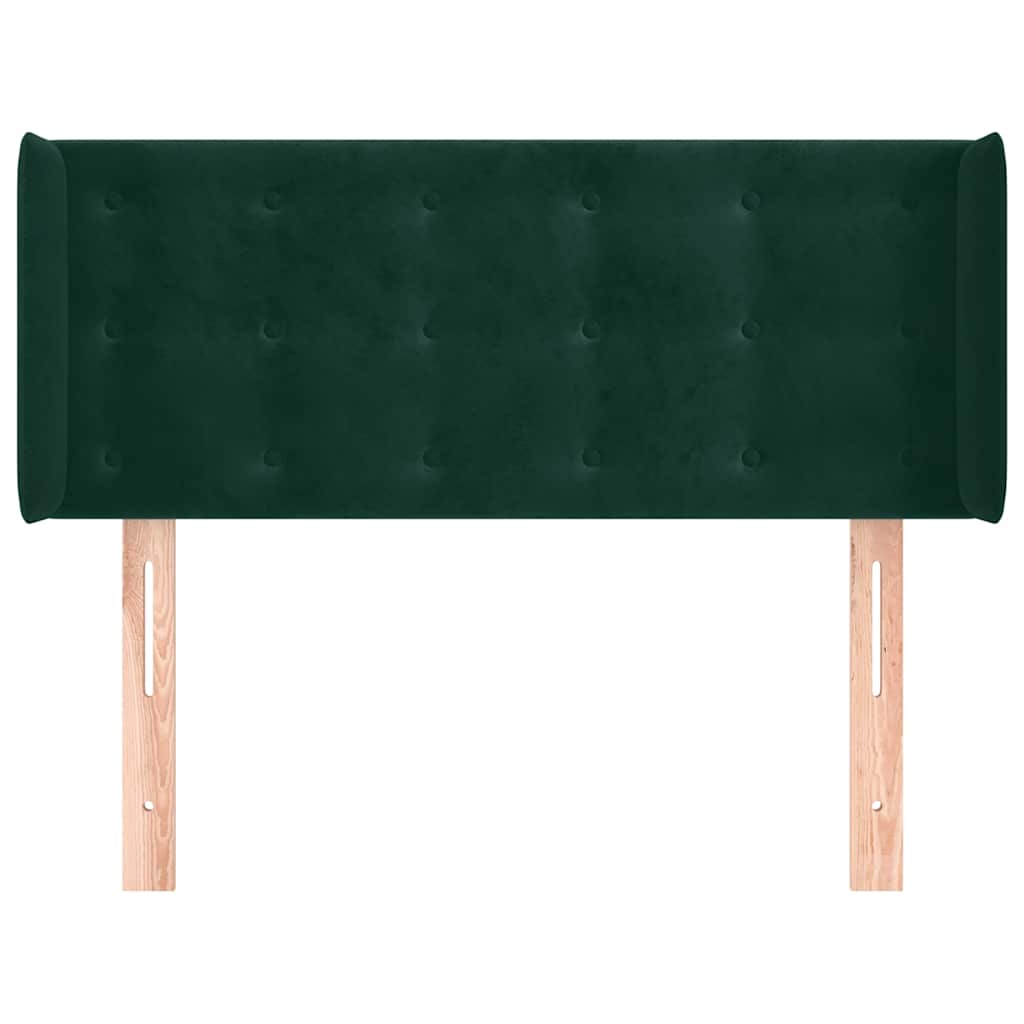 Uzglavlje s ušima tamnozeleno 103x16x78/88 cm baršunasto