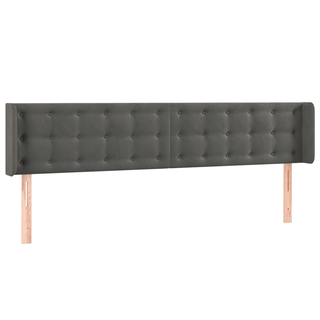 Uzglavlje s ušima tamnosivo 203x16x78/88 cm baršunasto
