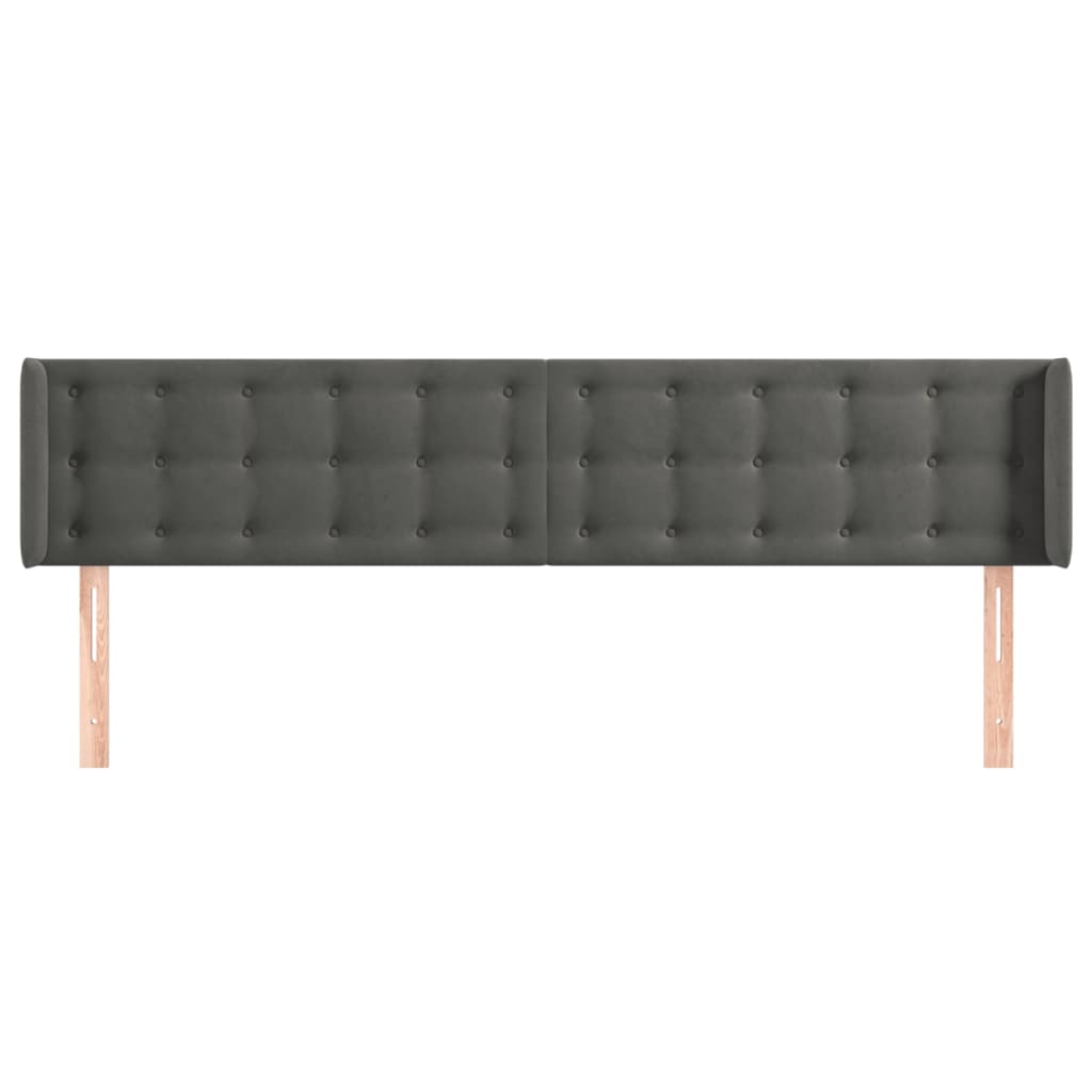 Uzglavlje s ušima tamnosivo 203x16x78/88 cm baršunasto
