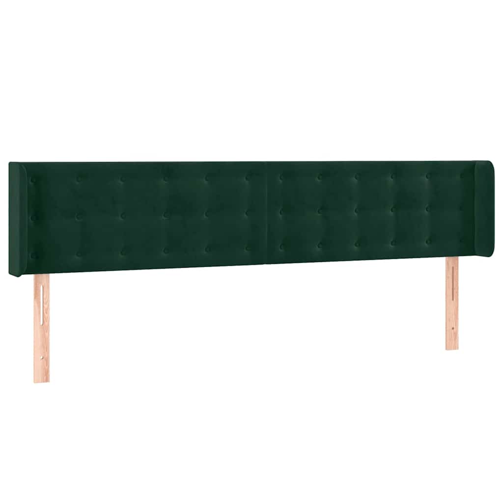 Uzglavlje s ušima tamnozeleno 203x16x78/88 cm baršunasto