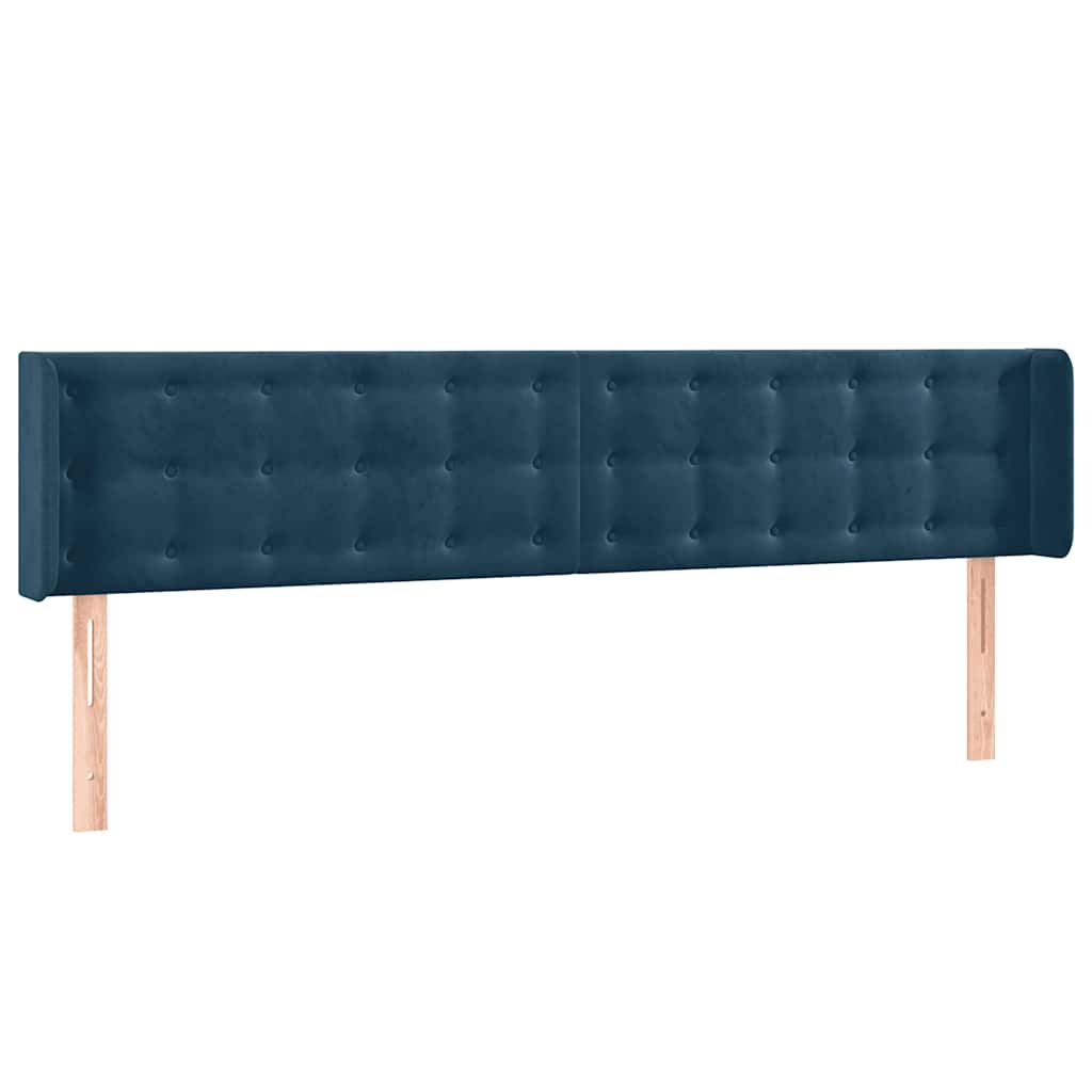Uzglavlje s ušima tamnoplavo 203x16x78/88 cm baršunasto