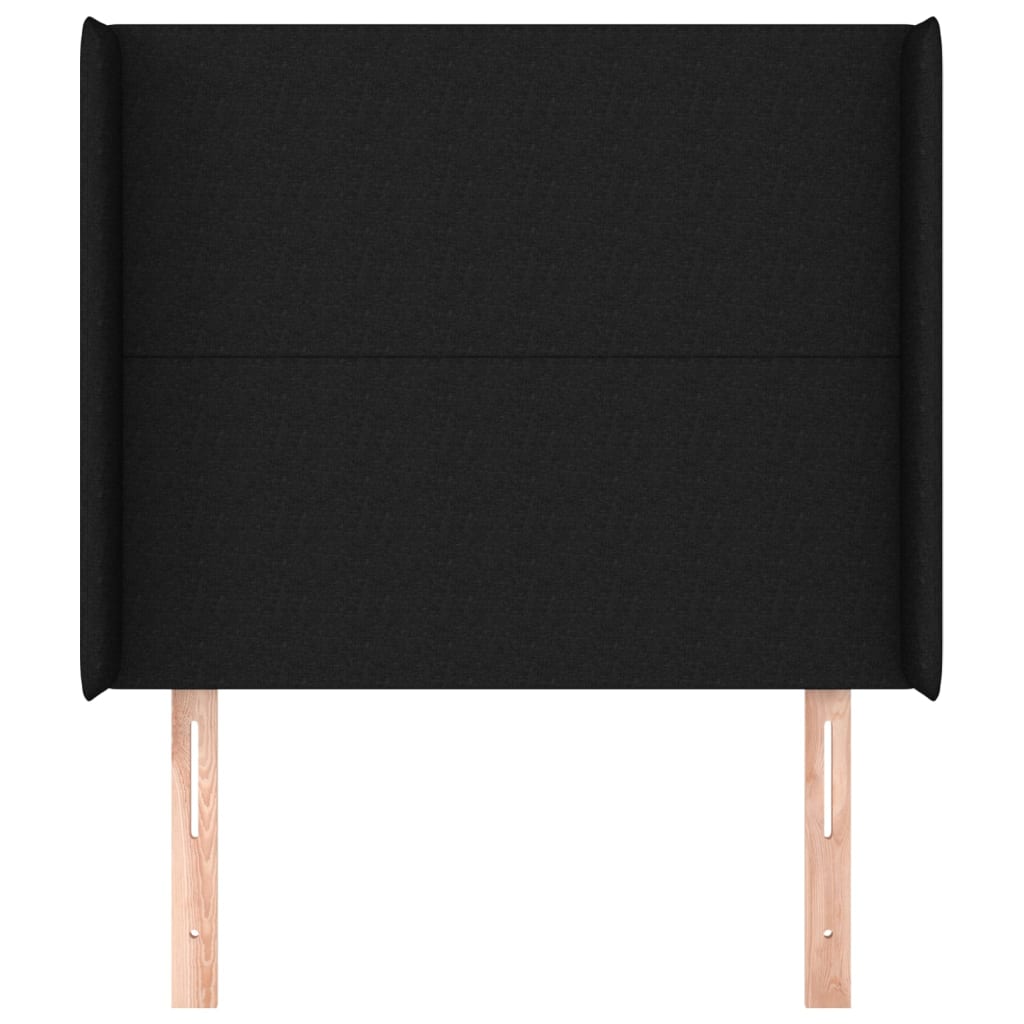 Uzglavlje s ušima crno 103x16x118/128 cm od tkanine