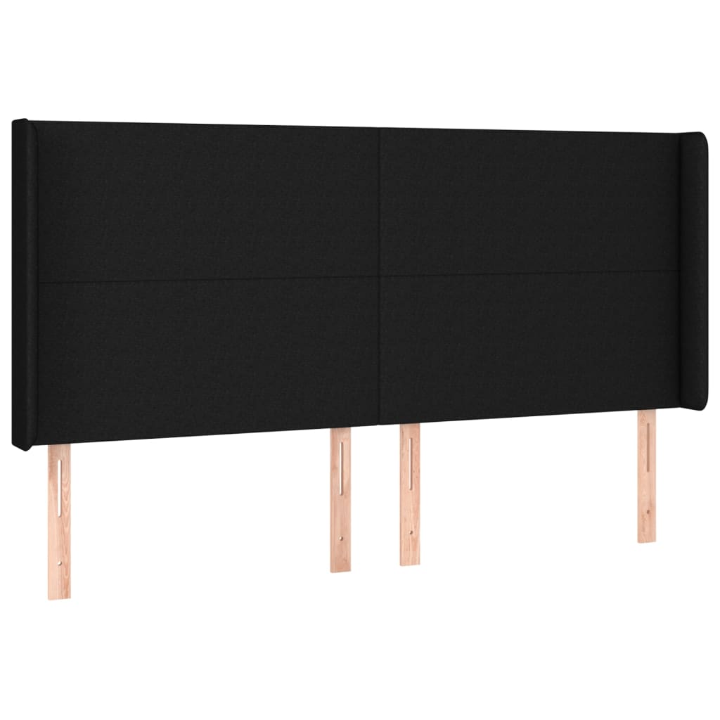 Uzglavlje s ušima crno 183x16x118/128 cm od tkanine