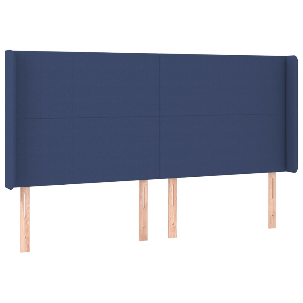 Uzglavlje s ušima plavo 183x16x118/128 cm od tkanine