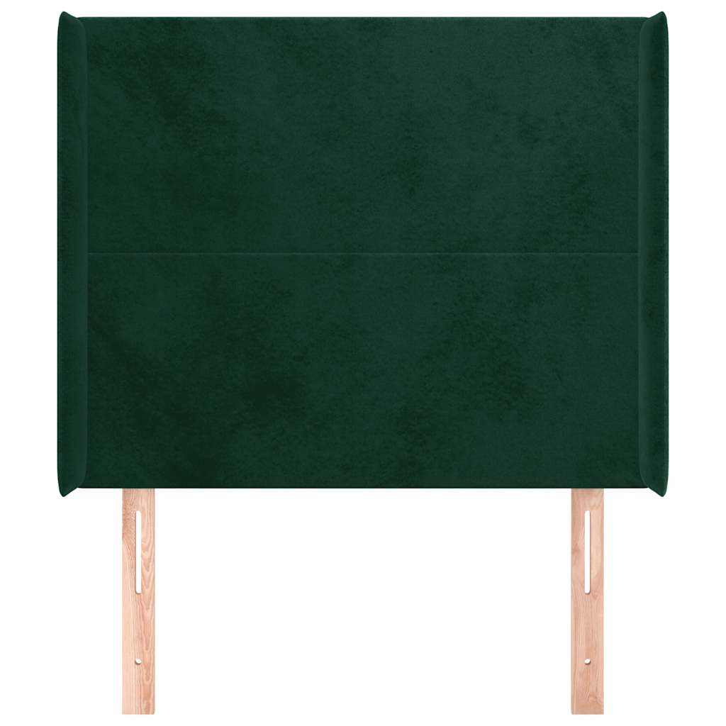 Uzglavlje s ušima tamnozeleno 83x16x118/128 cm baršunasto