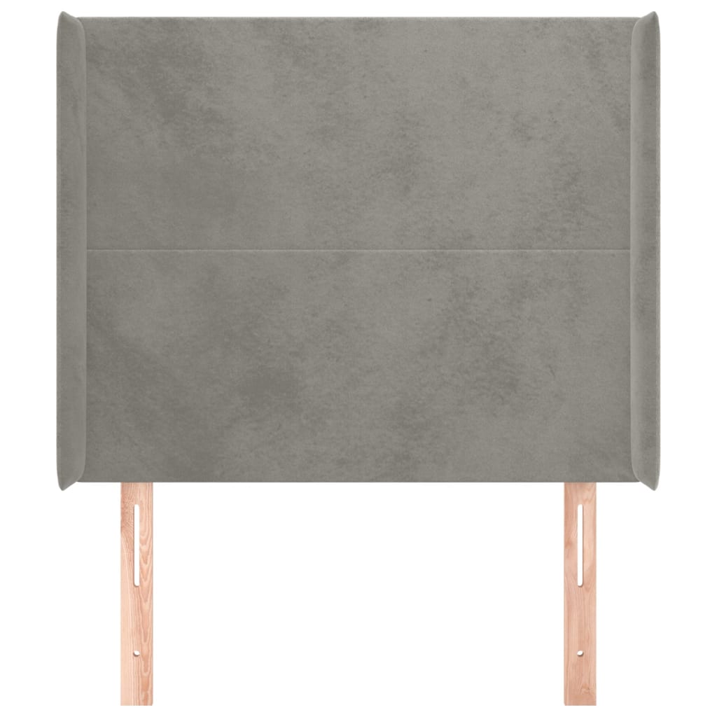 Uzglavlje s ušima svjetlosivo 93x16x118/128 cm baršunasto