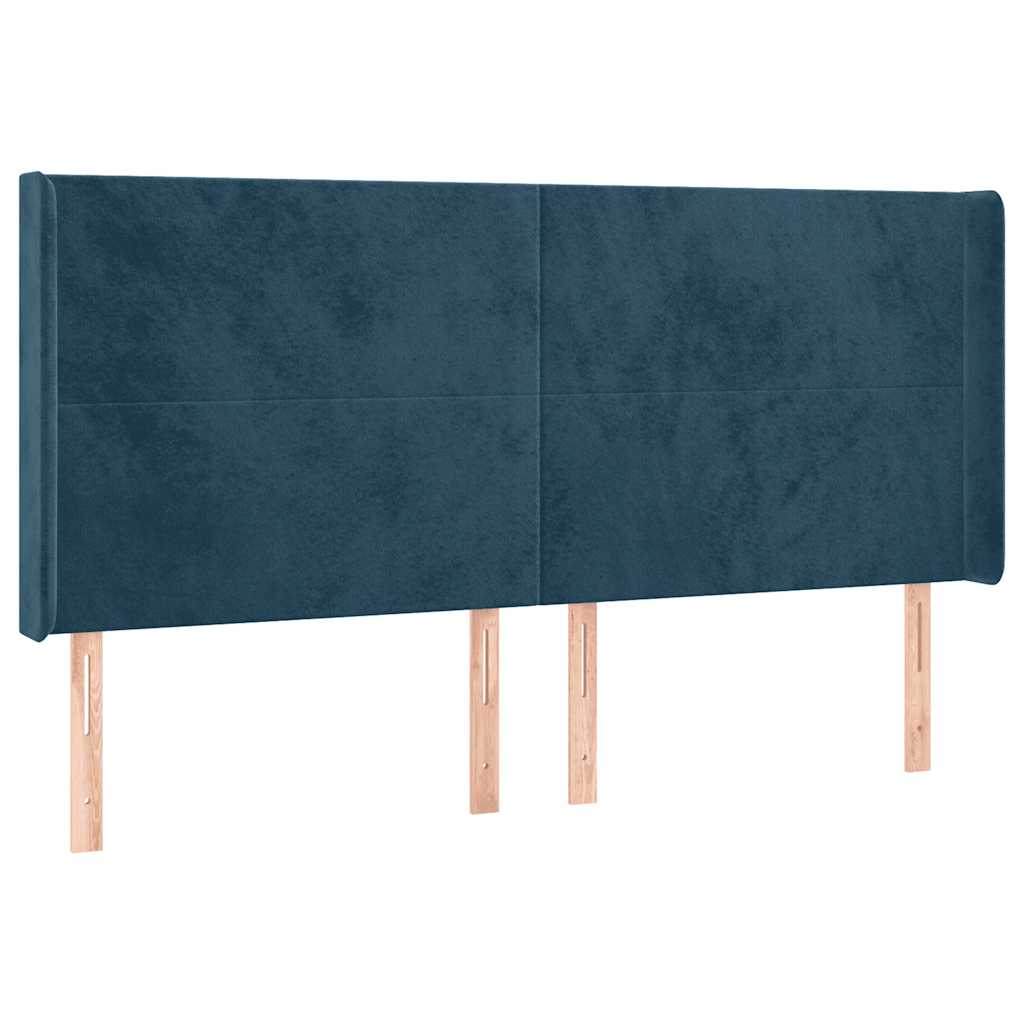 Uzglavlje s ušima tamnoplavo 163x16x118/128 cm baršunasto