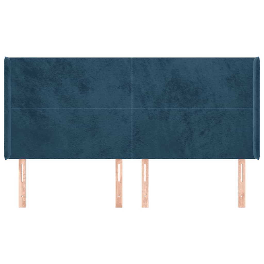 Uzglavlje s ušima tamnoplavo 163x16x118/128 cm baršunasto