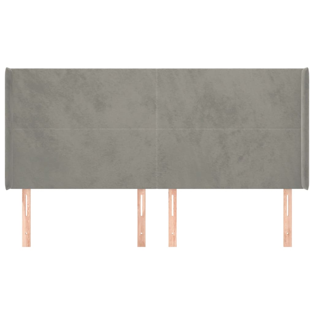 Uzglavlje s ušima svjetlosivo 203x16x118/128 cm baršunasto