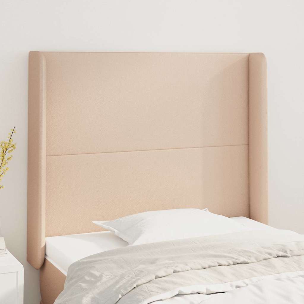 Uzglavlje s ušima boja cappuccina 83x16x118/128 cm umjetna koža