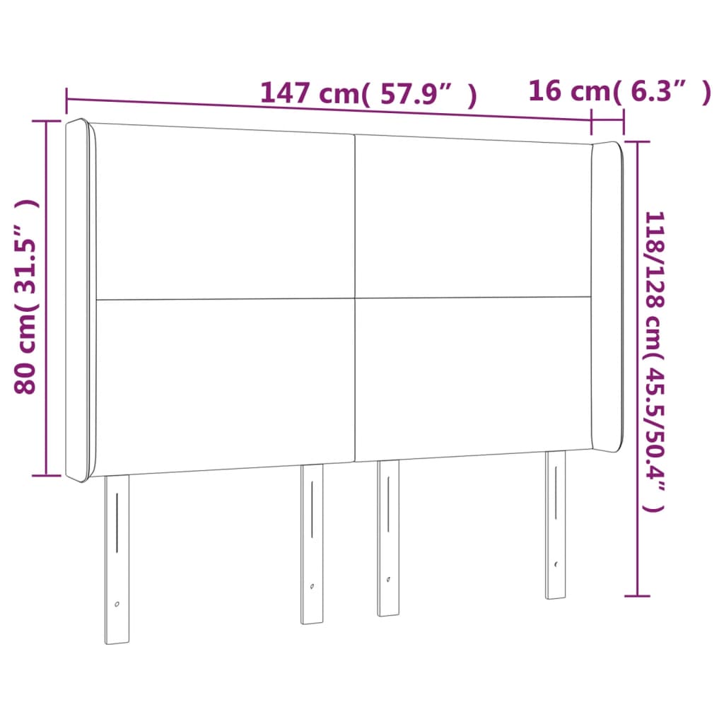 Uzglavlje s ušima krem 147x16x118/128 cm od umjetne kože