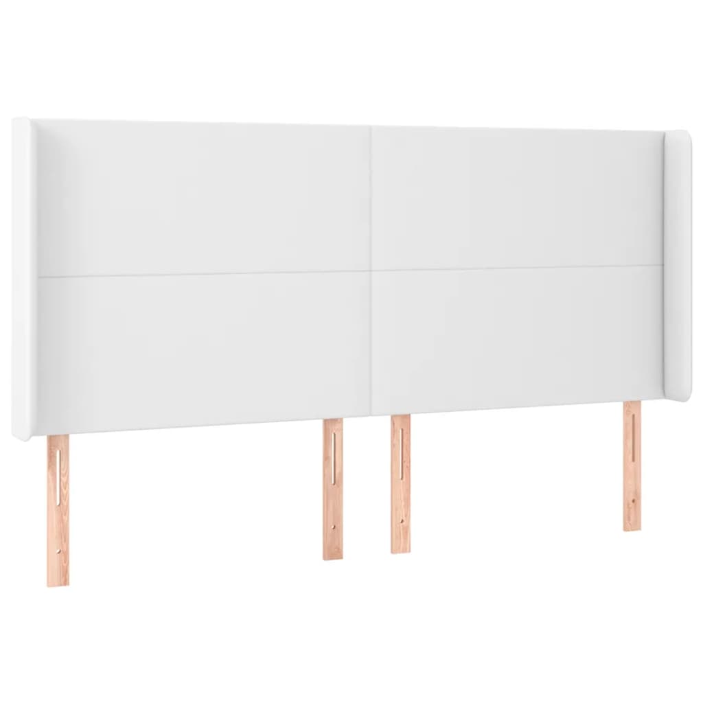 Uzglavlje s ušima bijelo 183x16x118/128 cm od umjetne kože