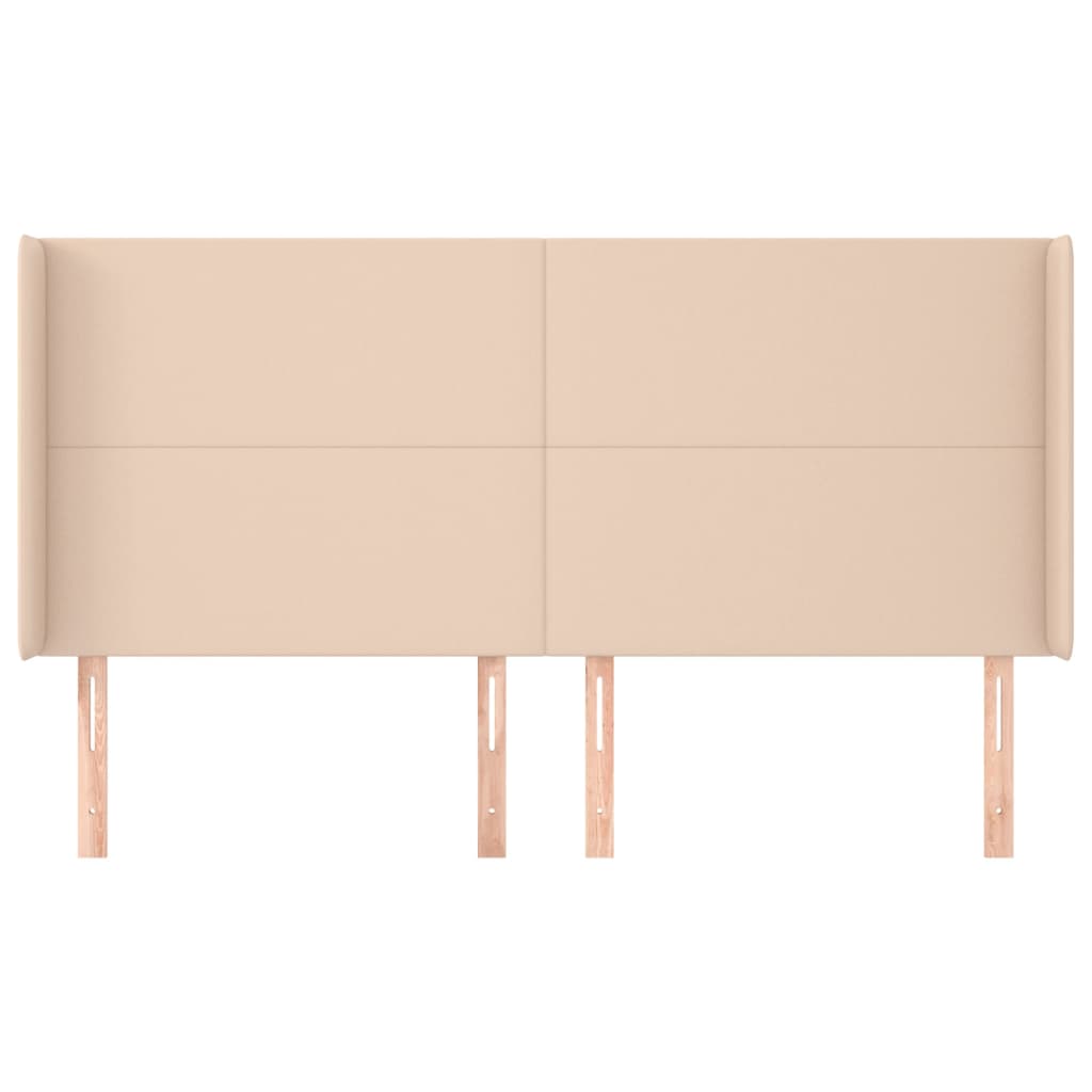 Uzglavlje s ušima boja cappuccina 183x16x118/128cm umjetna koža