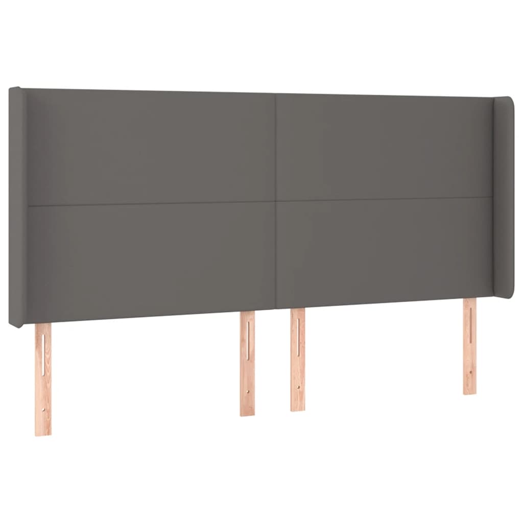 Uzglavlje s ušima sivo 203x16x118/128 cm od umjetne kože