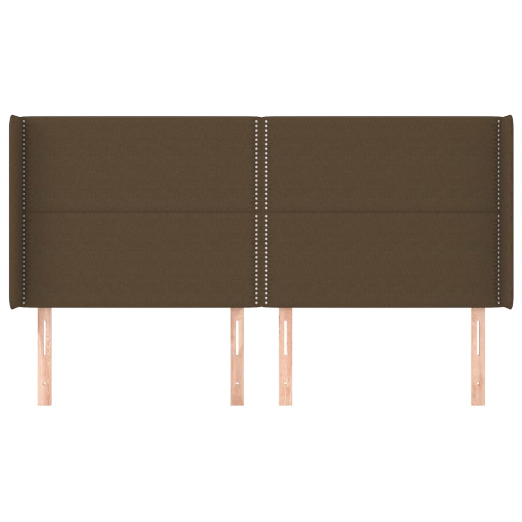 Uzglavlje s ušima tamnosmeđe 183x16x118/128 cm od tkanine