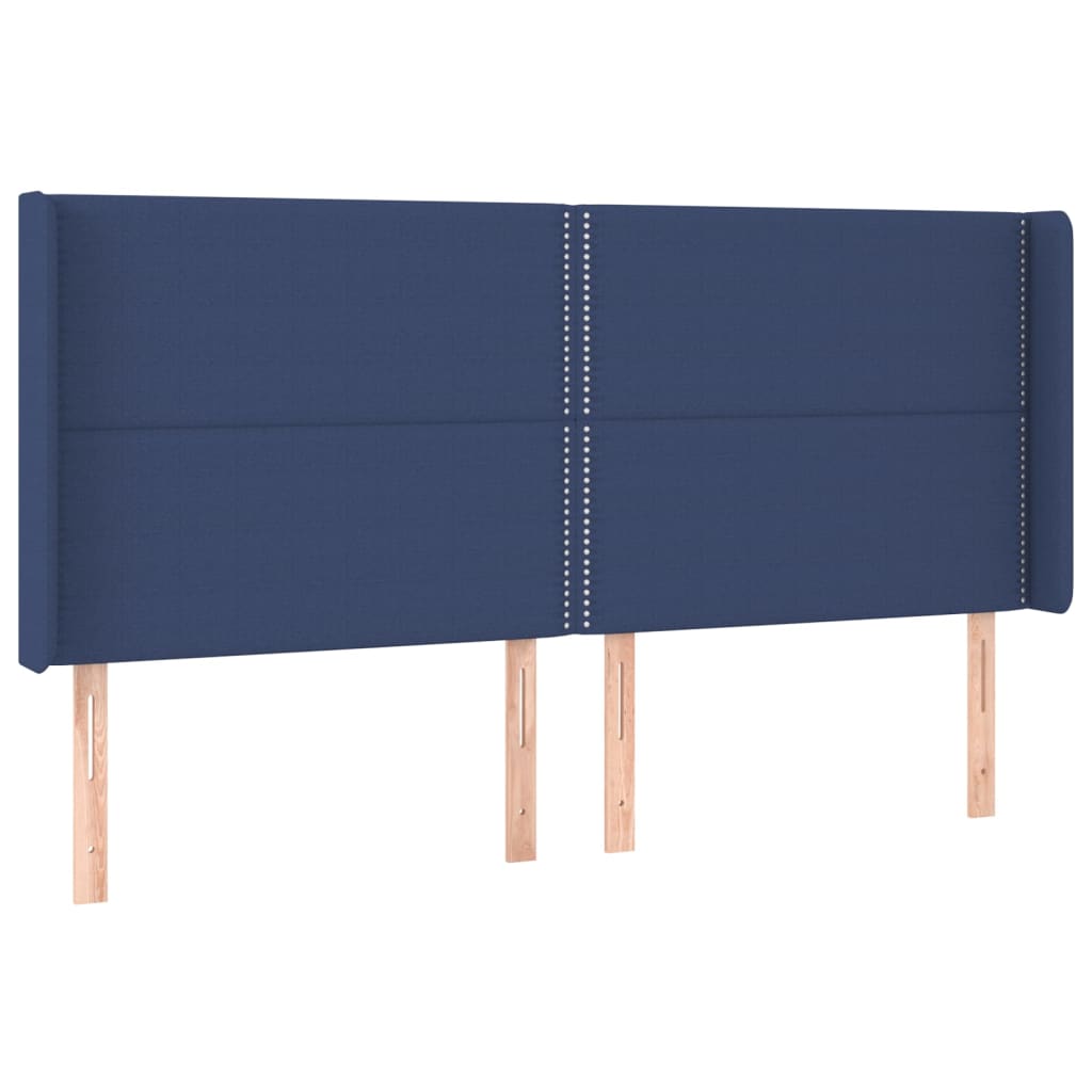 Uzglavlje s ušima plavo 203x16x118/128 cm od tkanine