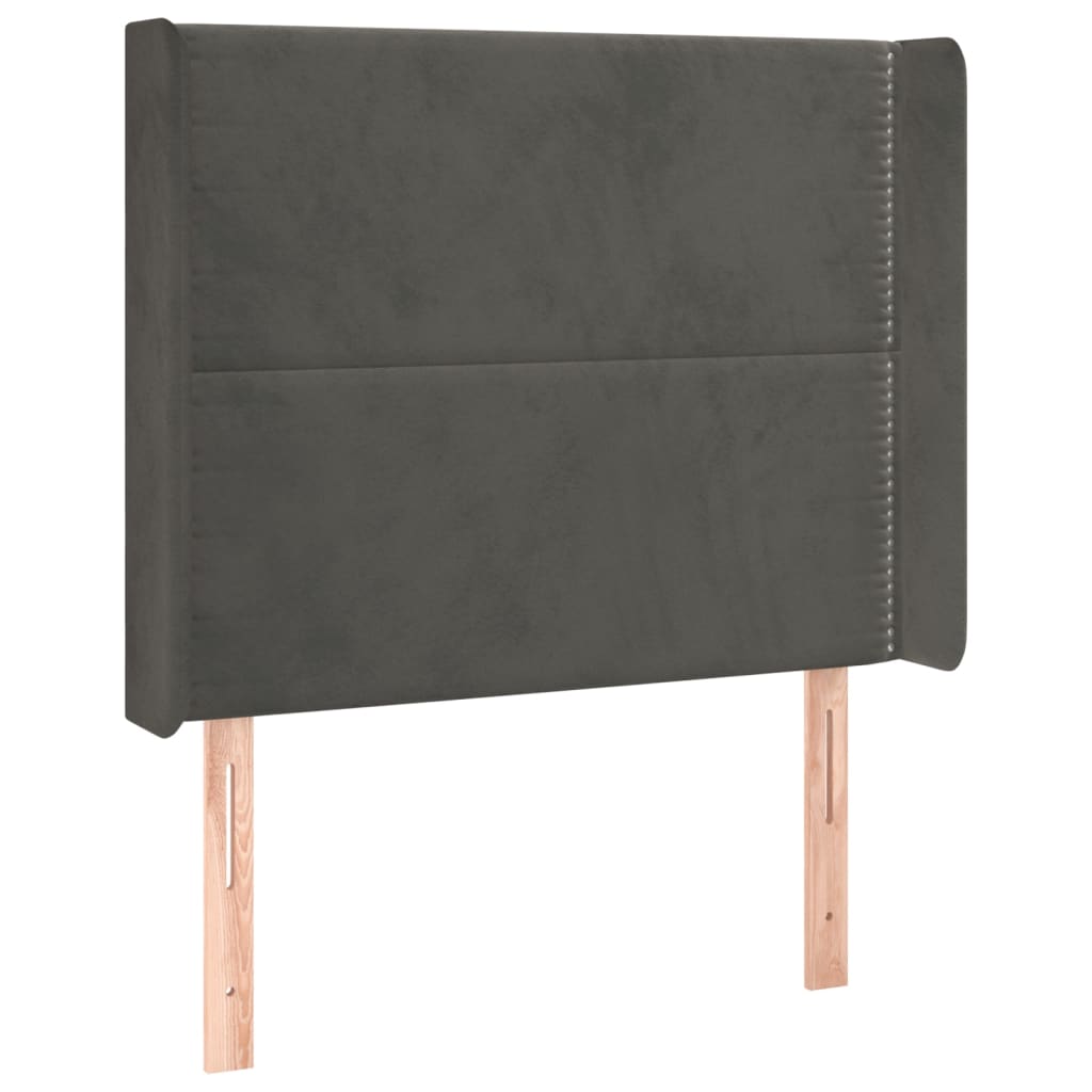 Uzglavlje s ušima tamnosivo 93x16x118/128 cm baršunasto