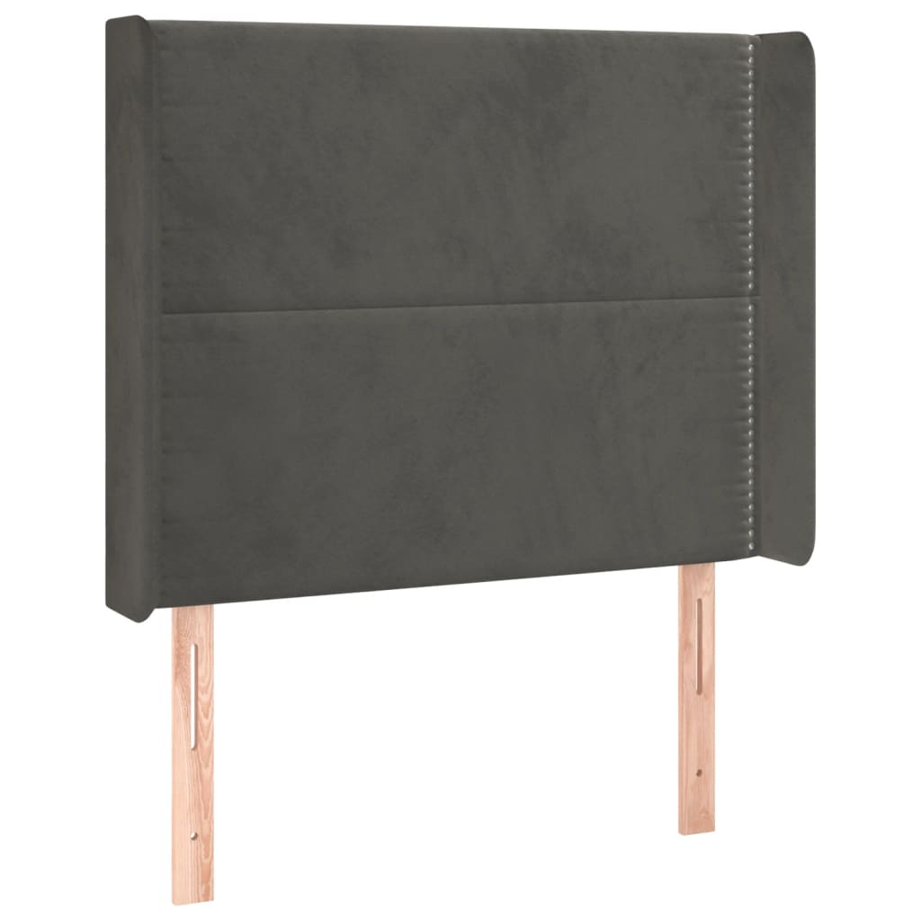 Uzglavlje s ušima tamnosivo 103x16x118/128 cm baršunasto