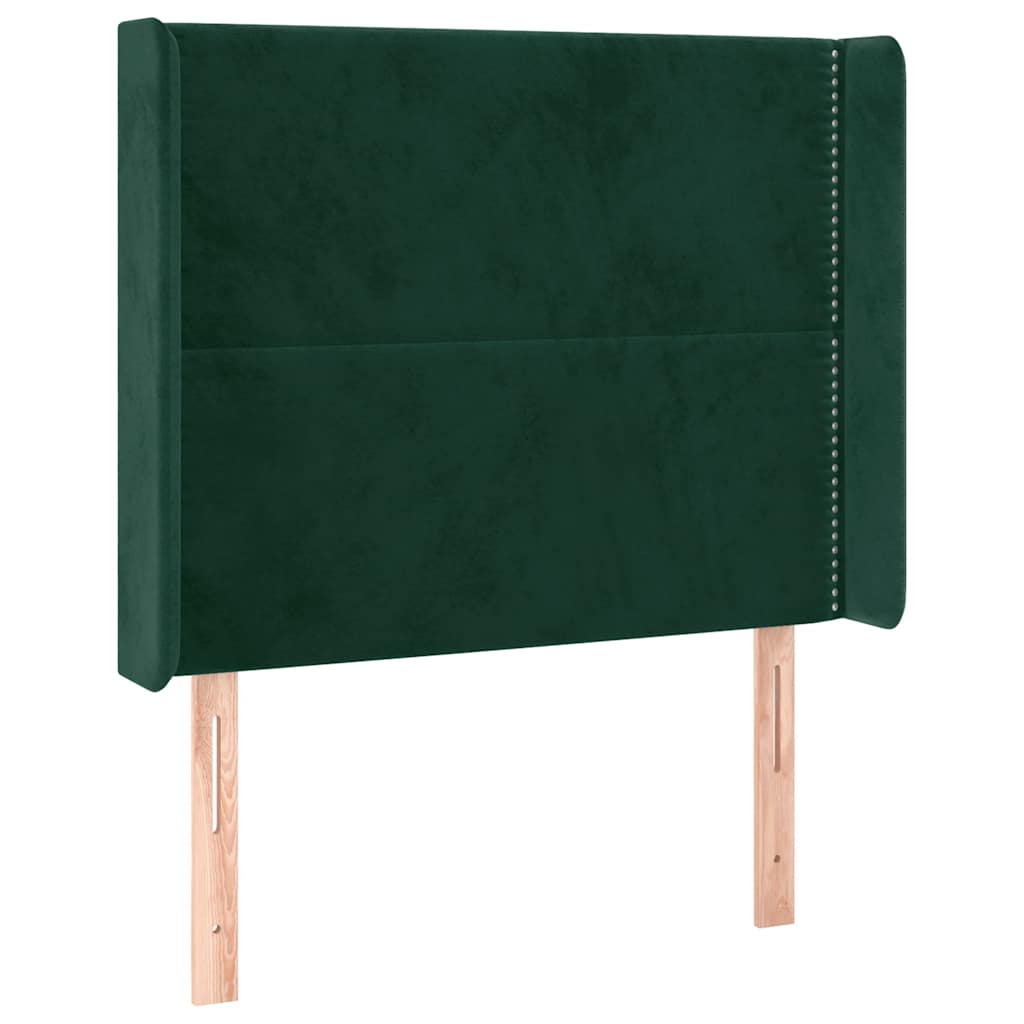Uzglavlje s ušima tamnozeleno 103x16x118/128 cm baršunasto